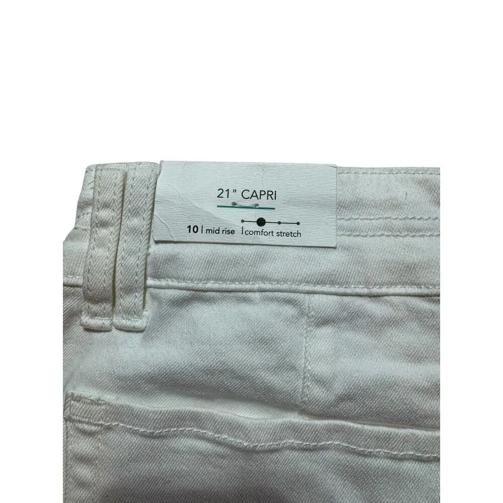 Maurices 21” Crop Capri Jeans White Women’s Size 10 Mid Rise Comfort Stretch New - Image 5