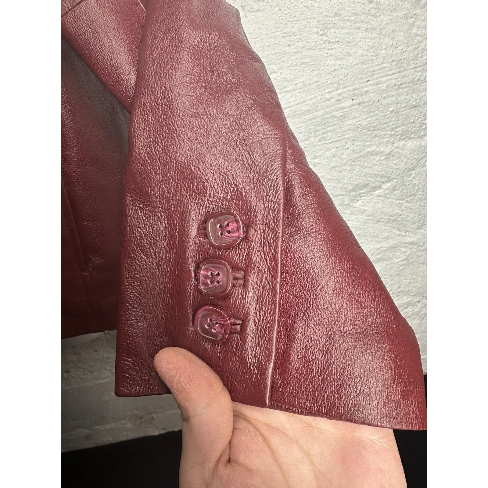 Dialogue woman’s burgundy Leather Jacket Size Large - Image 9