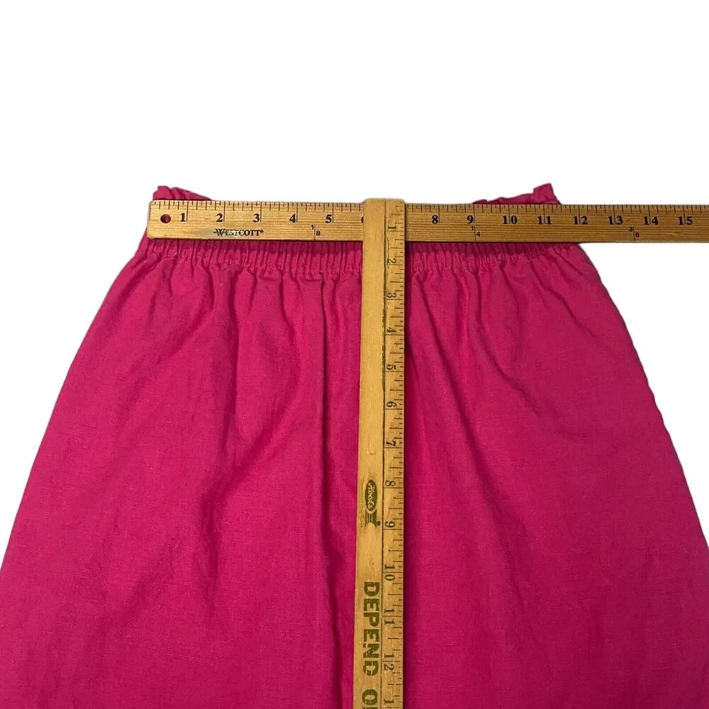 J.Crew Factory Skirt Womens 00 Pink Scalloped Hem Linen Blend Gauze Pockets - Image 7