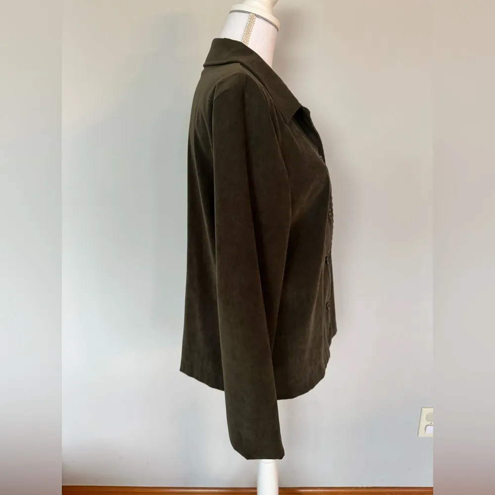 Vintage Briggs New York Faux Suede Blazer | Olive Green | Medium | EUC - Image 6