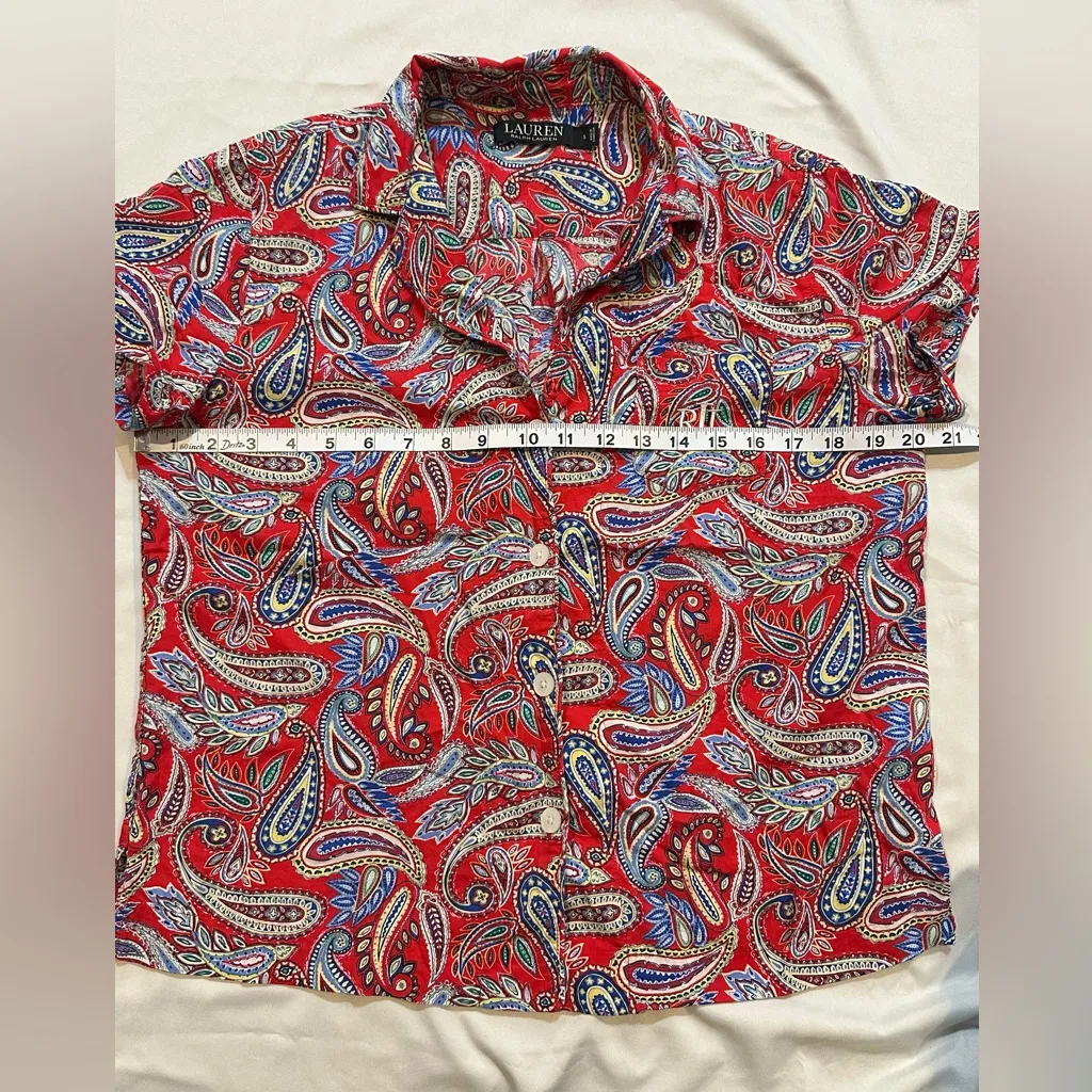 Lauren Ralph Lauren Red and Blue Paisley Pajama Set - Image 4