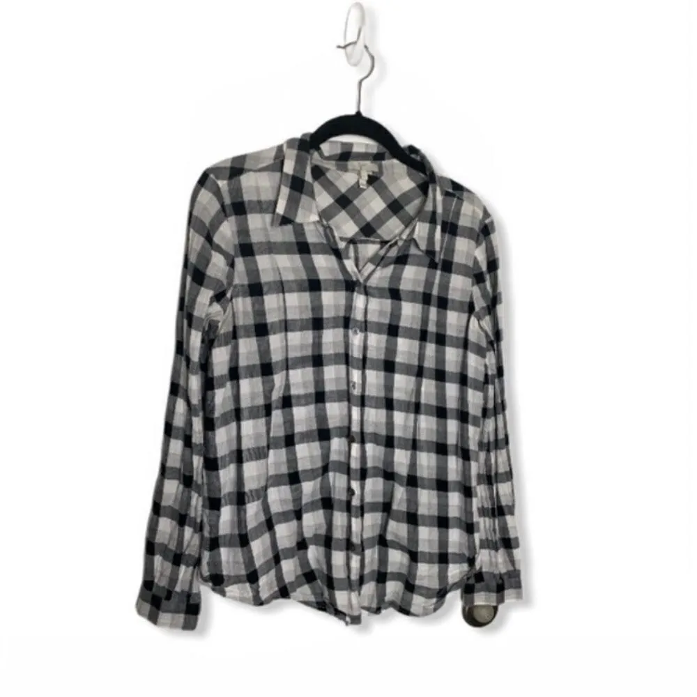 Joie Black White Plaid Button Down Shirt Women’s Small Cotton - Image 2