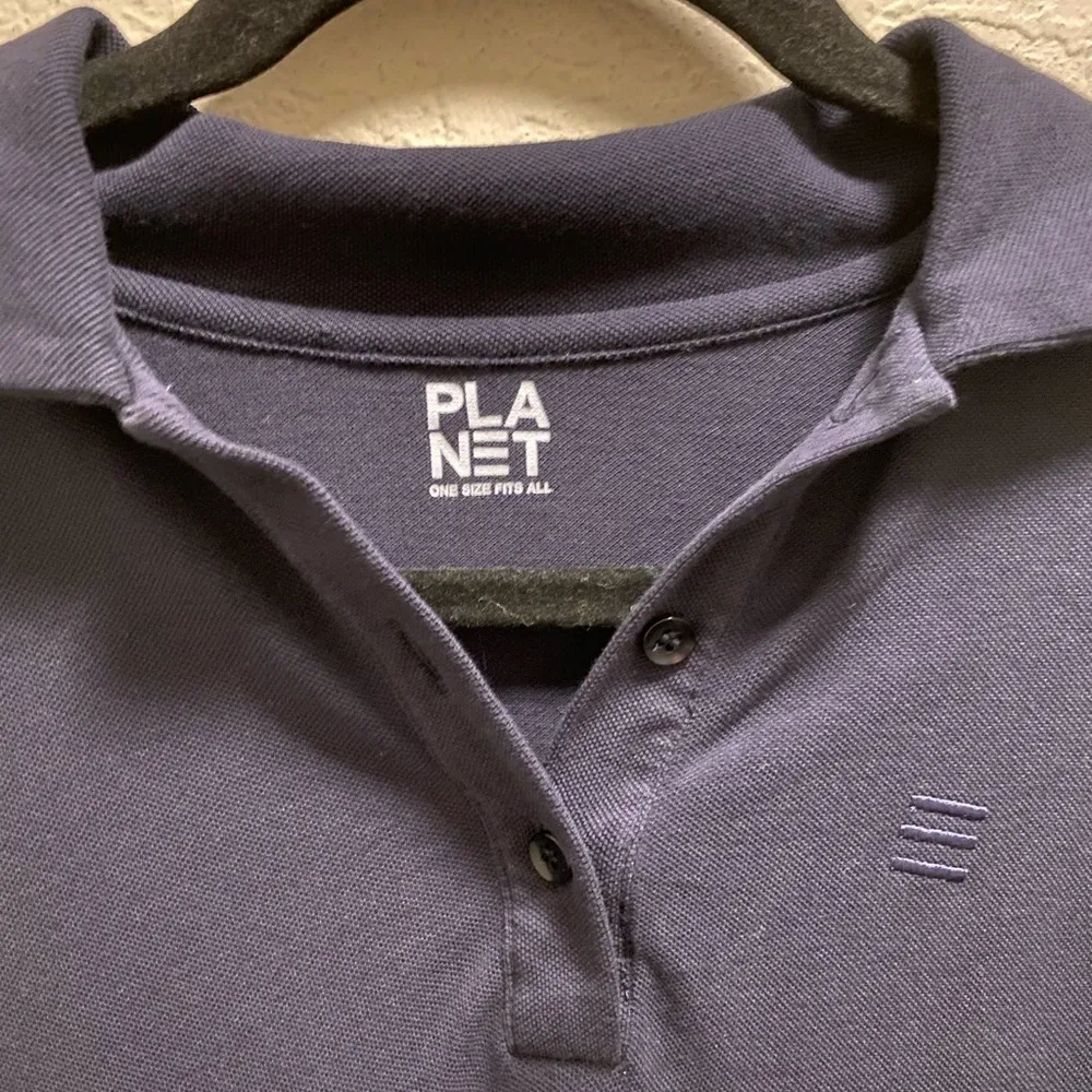 Planet By Lauren G Navy Blue Polo Shirt Knit Dress One Size Fits Most - Image 4