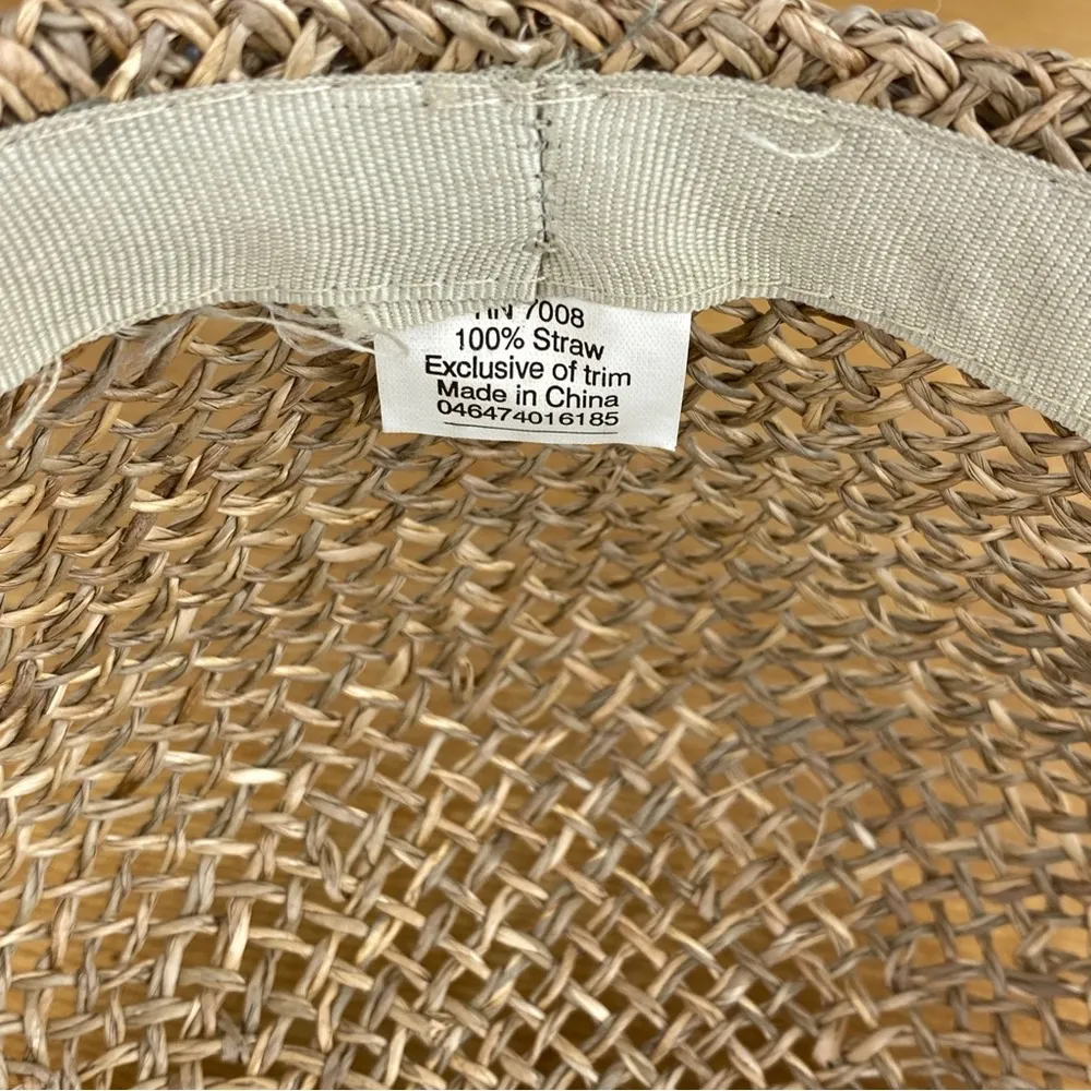 Women’s Natural Woven Straw Sun Hat Wide Brim Summer Garden Outdoor Flower Tan - Image 6