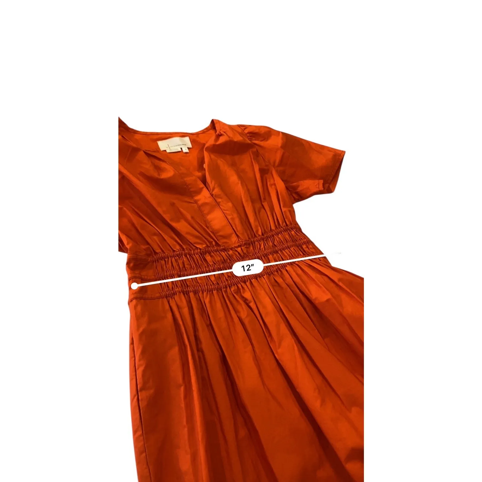 ANTHROPOLOGIE The SOMERSET orange flutter sleeve tiered maxi dress SIze X Small - Image 8