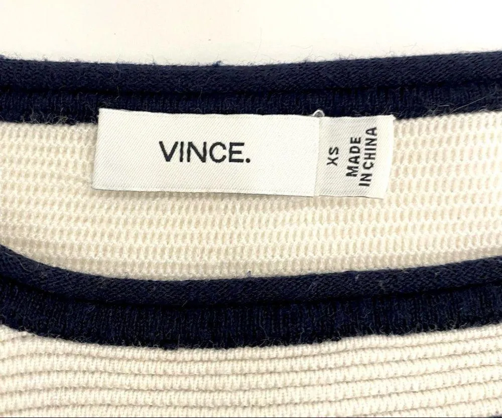 Vince  Ottoman Striped Boatneck Long Sleeve Sweater White Blue Women’s Size XS - Image 8