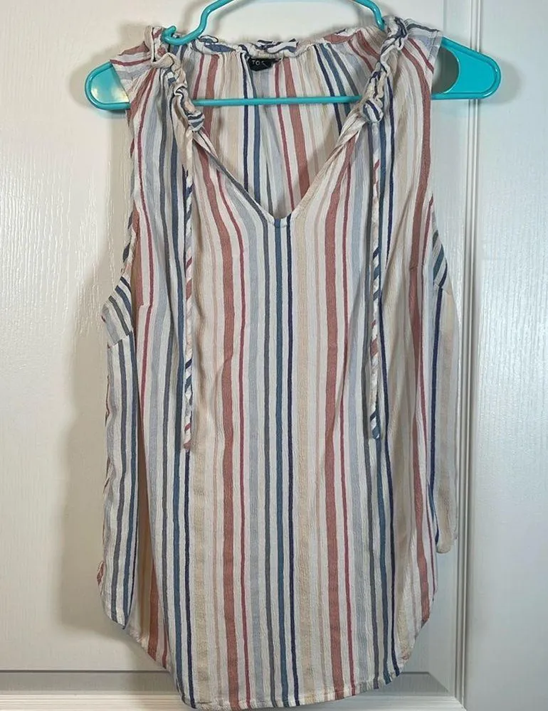TORRID Sleeveless Multicolor Pullover Tie V-Neck Blouse Size Large EUC #7938 - Image 3