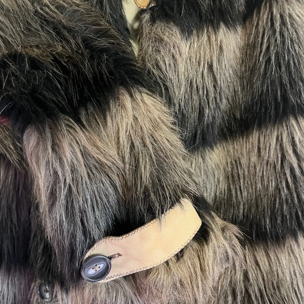 Luxurious Faux Fur Striped Coat large. - Image 3