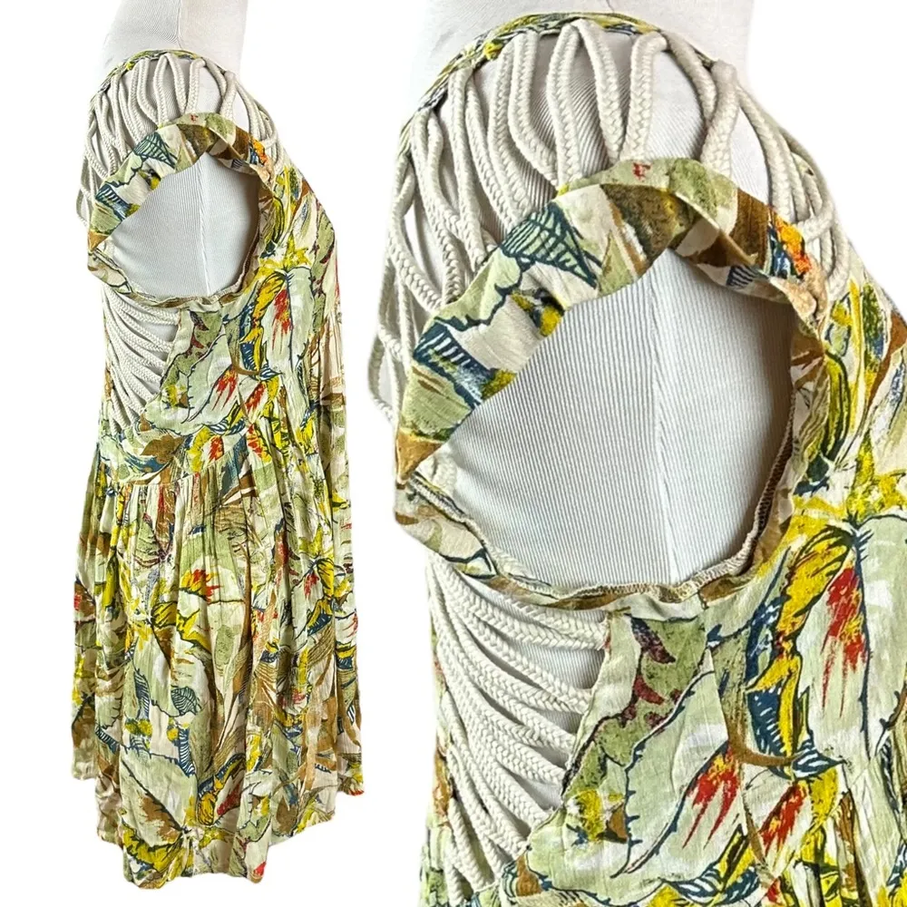 Revolve Raga Makki Valley Cap Sleeve Mini Dress in Sage NWT Boho Cut out Small - Image 8