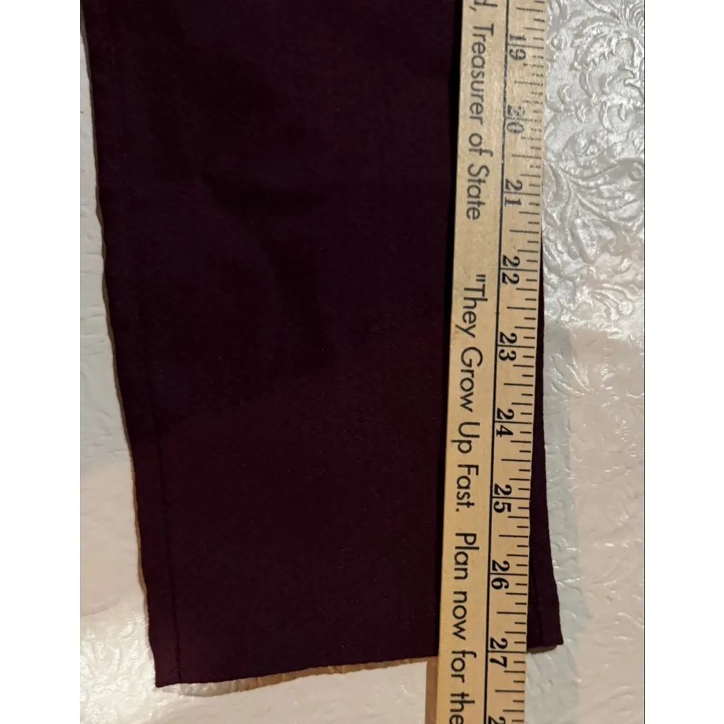 Mario Serrani Burgundy Pull On Pants Women’s M Stretch Slim Leg Office Core chic - Image 10