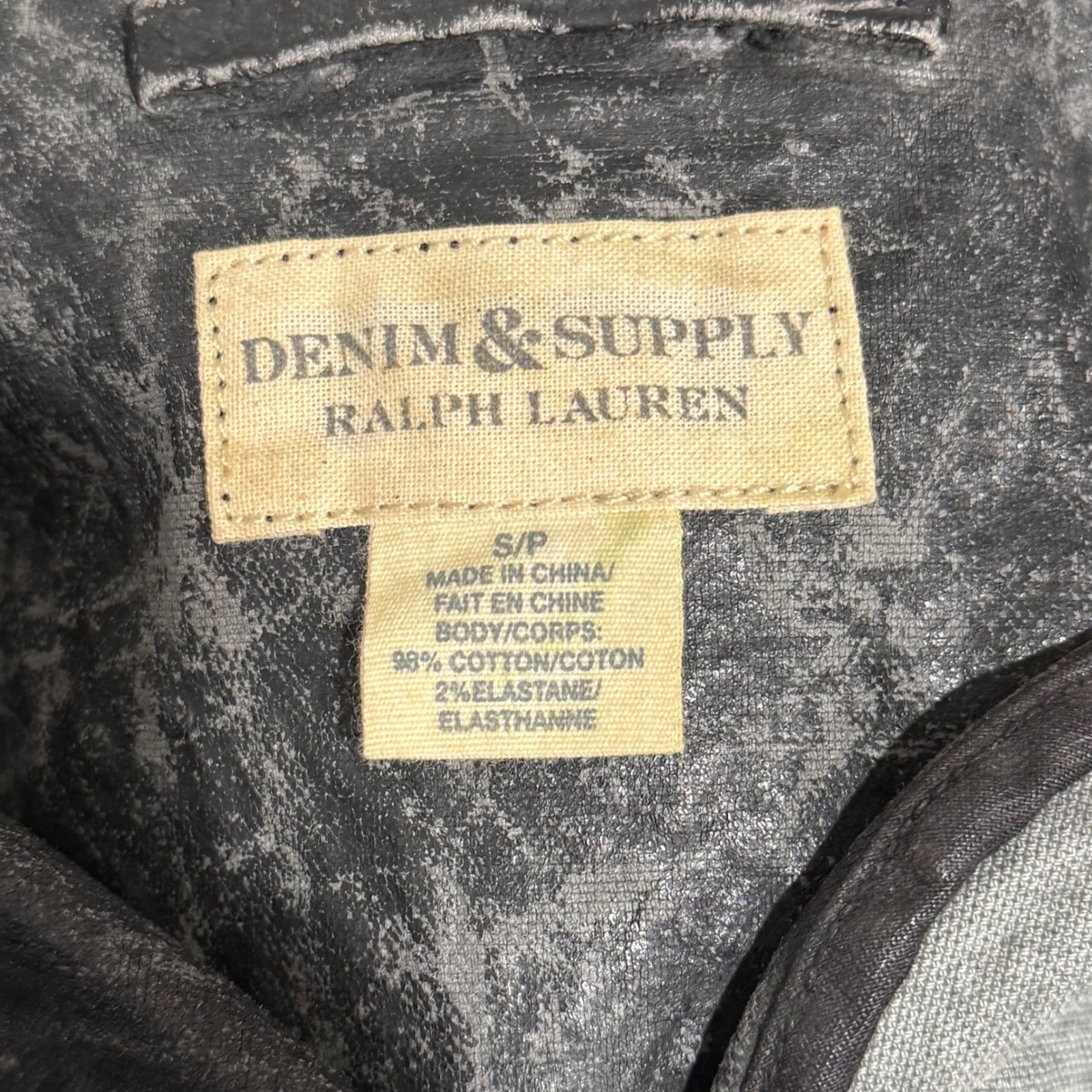 Denim & Supply Ralph Lauren Black Waxed Distressed Double Breasted Jacket Size S - Image 7