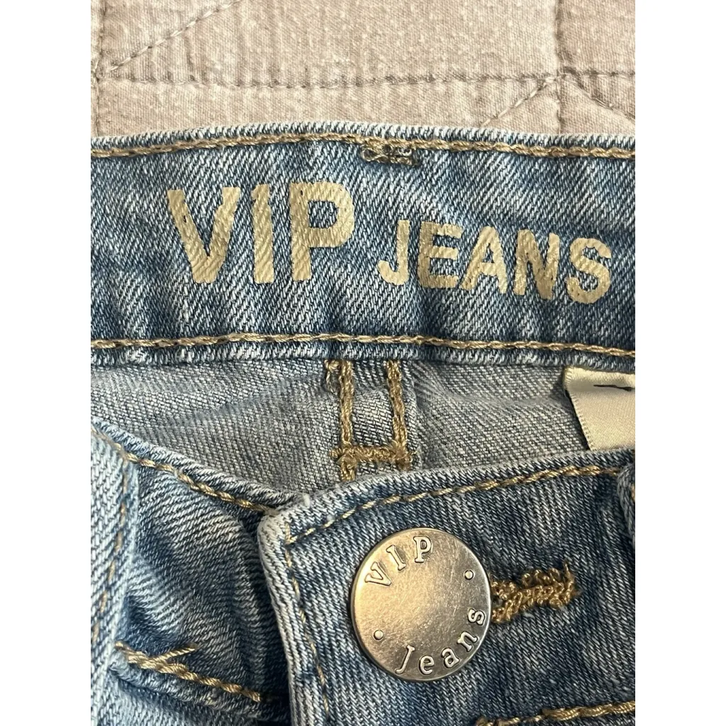 VIP Jeans Womens Size 1/2 Light Wash Distressed Skinny Stretch Low Rise Denim - Image 5