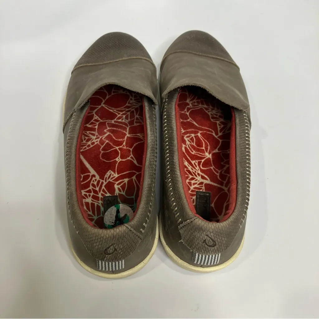 Olukai Alohi taupe leather slip on loafers womens size 7.5 casual neutral trendy Gray - Image 5