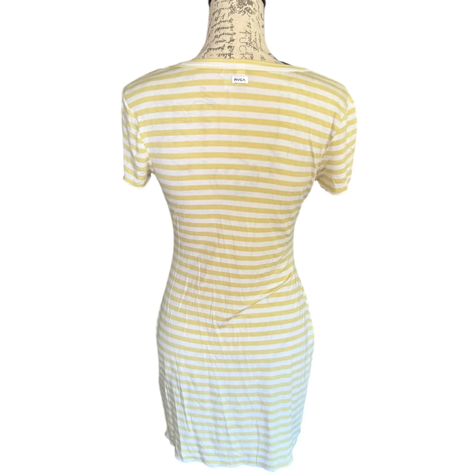 RVCA Green White Rover Striped T Shirt Body Con Soft Stretch Dress Size Small - Image 2