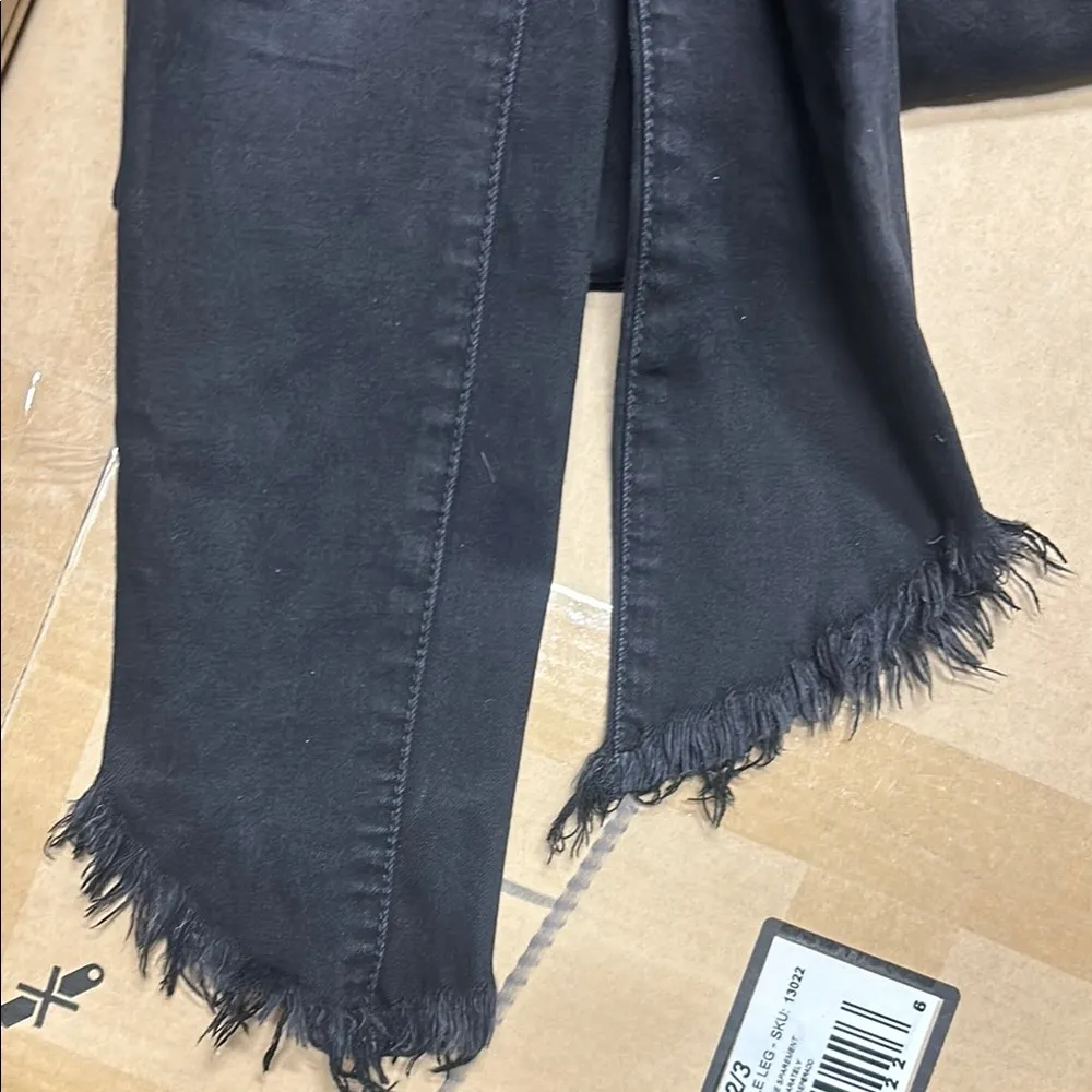 Joe's Jeans Raw Fray Hem Women Size 25 Black mid Rise Denim Stretch! - Image 6