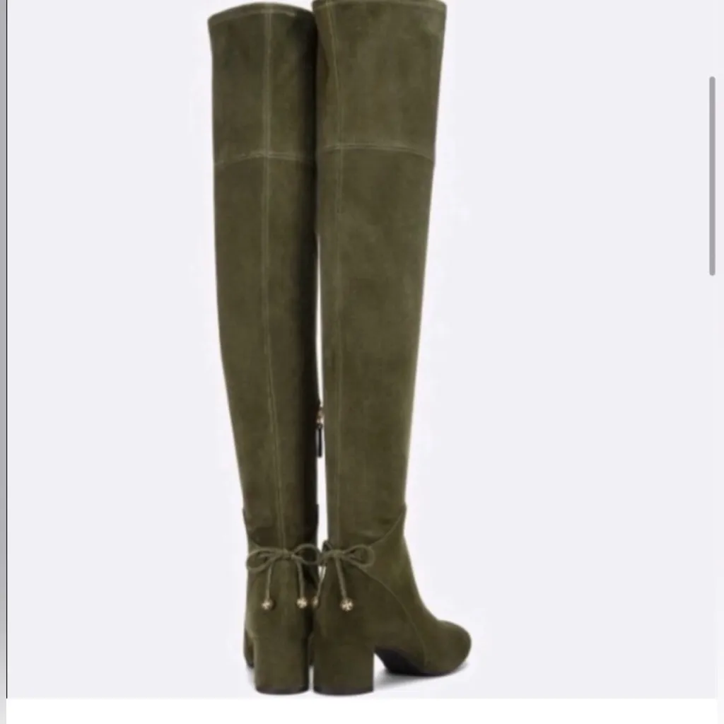 Rare Color Tory Burch Laila Over The Knee Suede Boots Green Size 7.5 - Image 2