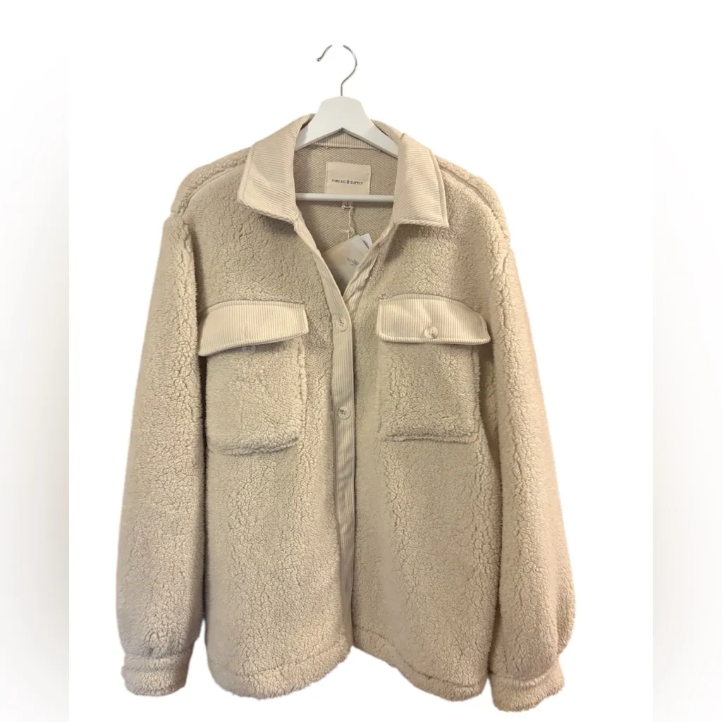 Thread & Supple Size Large Teddy Fleece Shacket Jacket New With Tags White - Image 2