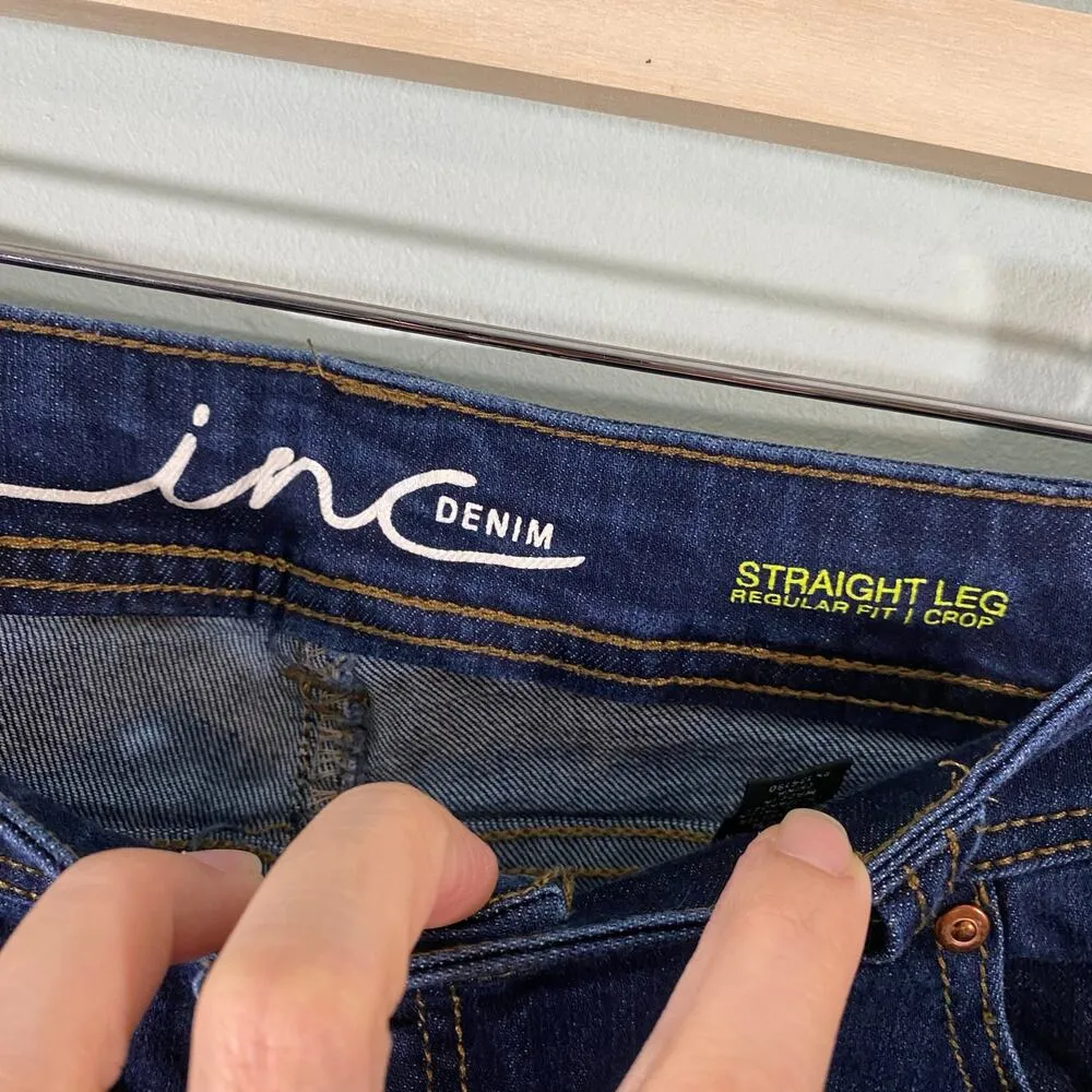 INC International Concepts Blue Med Wash Straight Leg Reg Fit Crop Jeans Size 8P - Image 3