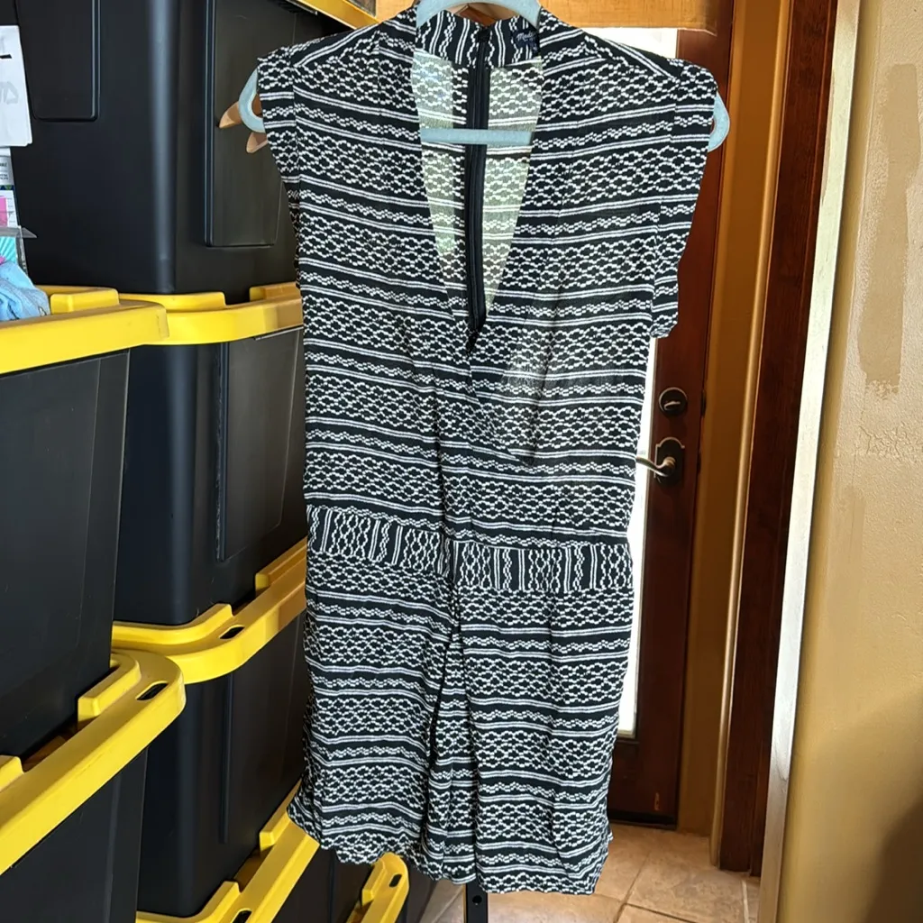 Madewell 100% Silk Black Aztec Kimono Romper Tidalwave Size Small - Image 4