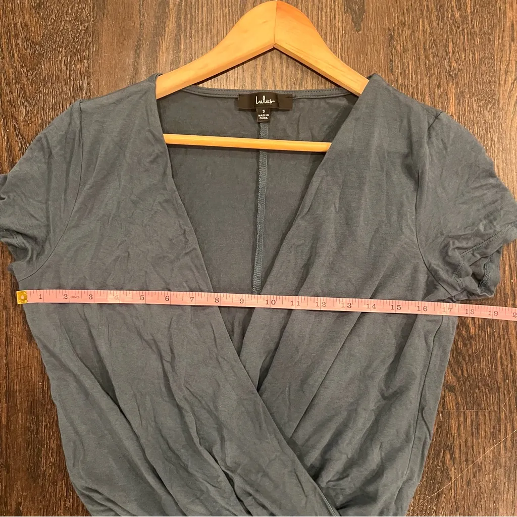 Lulus  Dusty Teal Wrap Bodysuit Size Small - Image 5