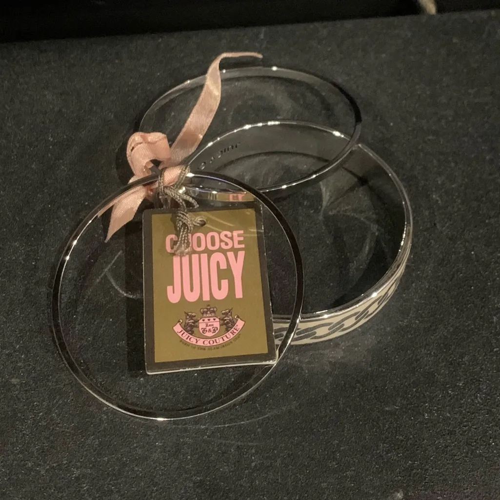 Juicy Couture Pam & Gela White Silver Bangle Bracelet Set Brand New - Image 3