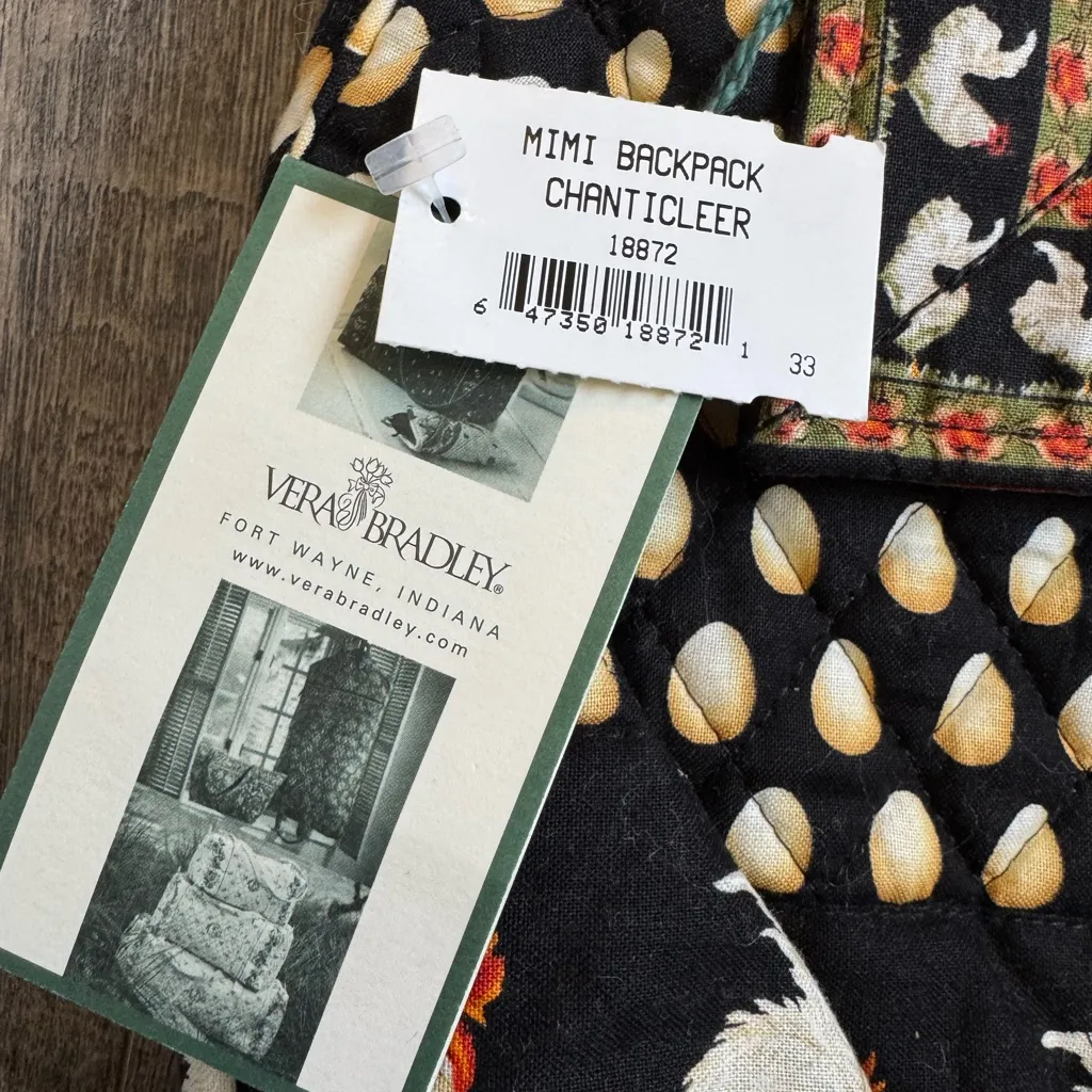Vintage Vera Bradley Rare Retired Chanticleer Rooster Drawstring Backpack- NWT - Image 3
