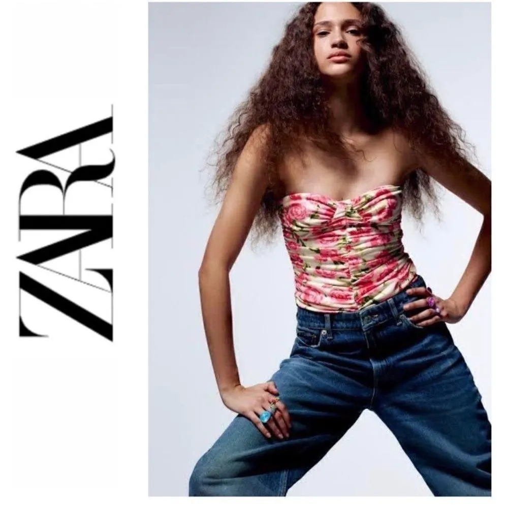 NWOT Zara Draped Ruched Floral Pink Rose Bodysuit Size Medium - Image 12