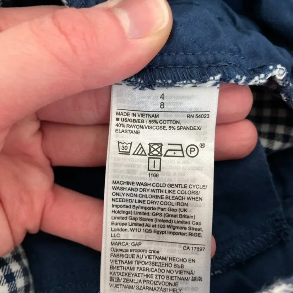 GAP High Rise Gingham Signature Skinny Ankle Pants Navy Blue White Cropped Crop - Image 12