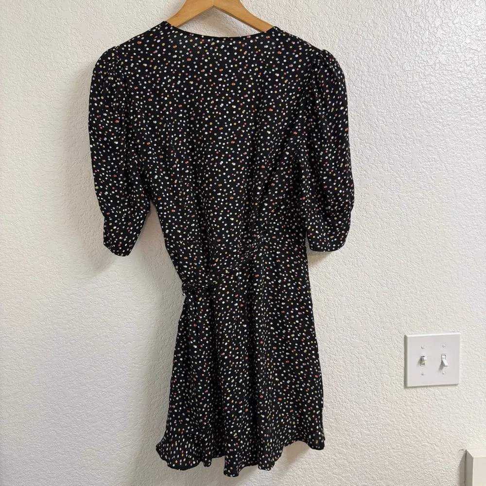 Reformation Deanna Wrap Dress Size Medium Confetti Black - Image 3