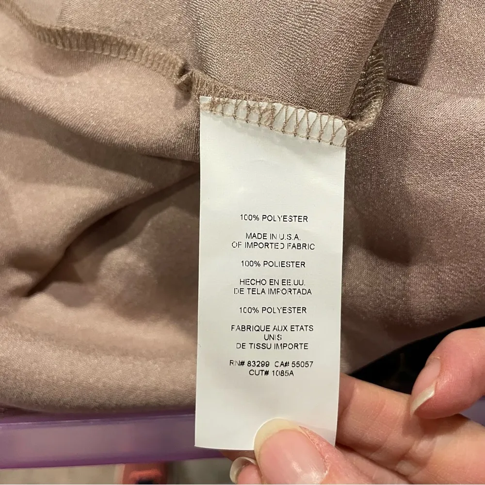 Bebe slinky NWT tie collar mocha midi slip dress shimmer hammered satin - Image 10