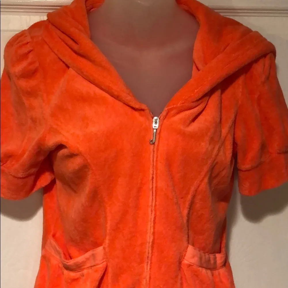 Juicy Couture Puff Sleeve Hoodie Orange Terry M - Image 2