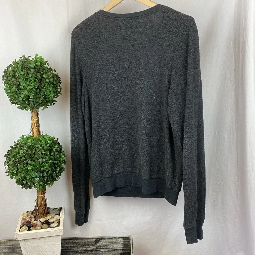 Wildfox Gray & Pink All I Ever Wanted Was The World Long Sleeve Sweatshirt M - Image 3