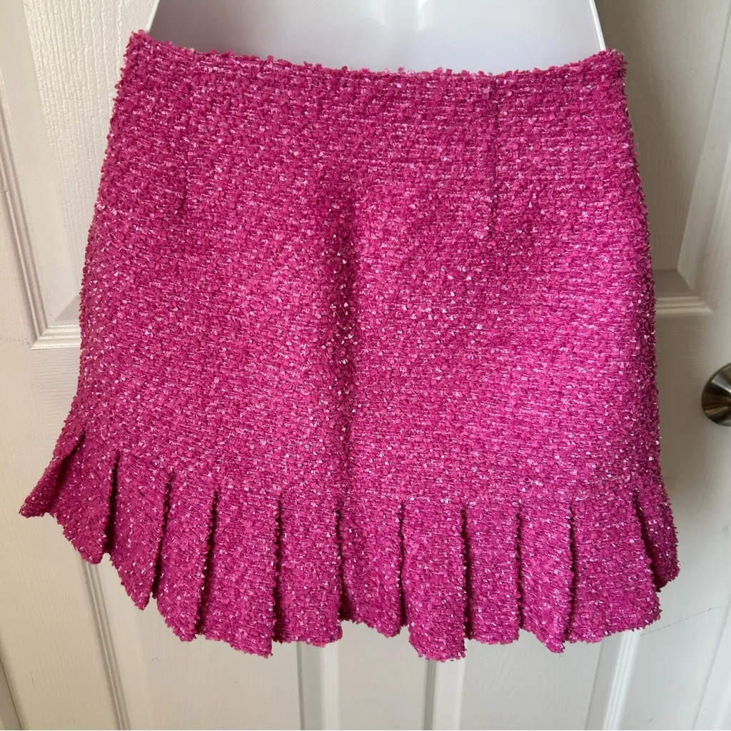 Zara Fuchsia Tweed Mini Skirt - Image 2