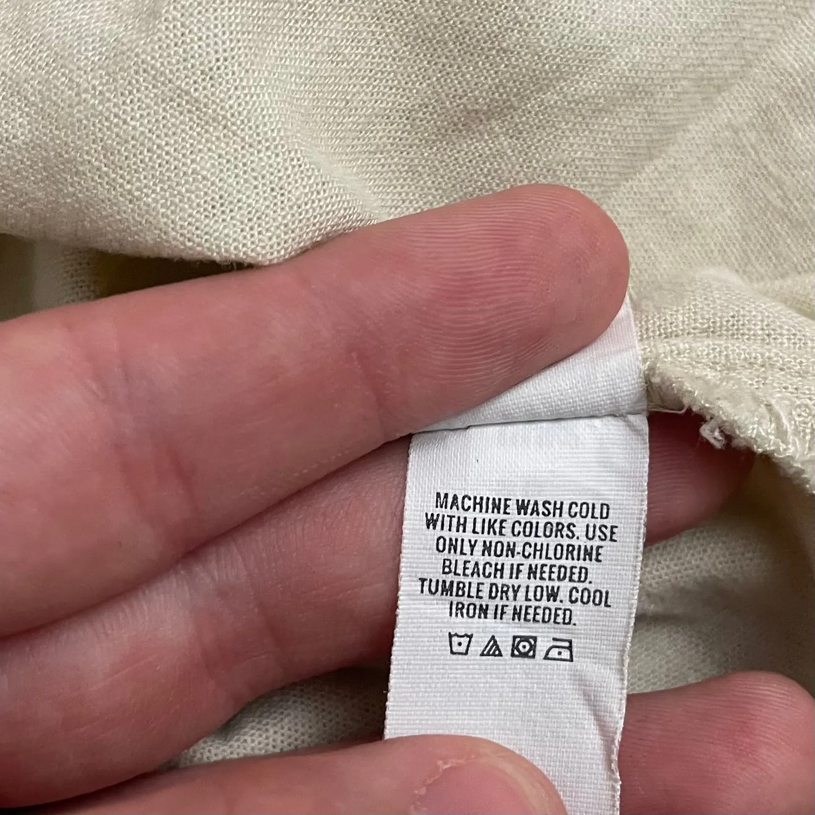 Aerie Linen Blend Button Front Tie Strap Mini Dress XS Cream Smocked Back Summer - Image 7