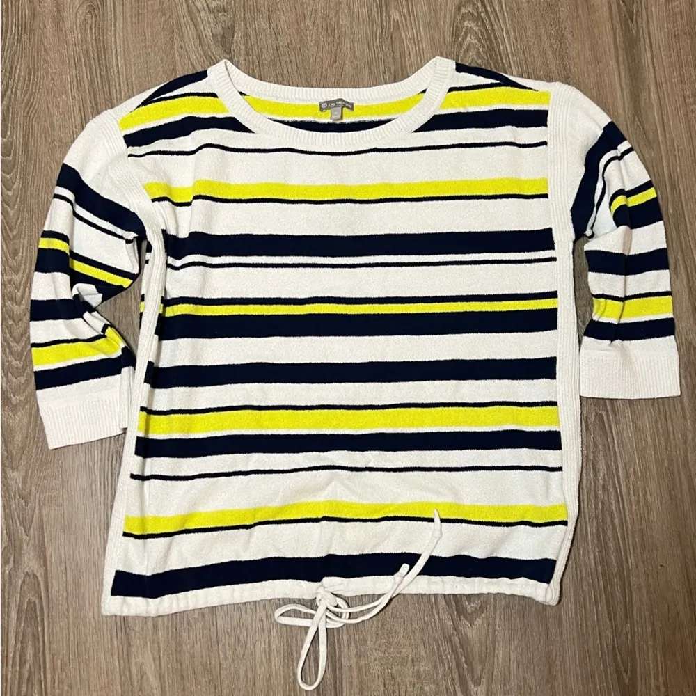 Talbots Striped Terry Textured Sweater Women M Cozy Knit Lounge Relaxed Nautical - Image 2