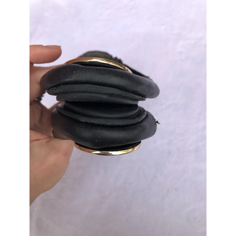 Tory Burch Minnie Travel Ballet Flats Black Leather Size 6 M Gold Style 50393 - Image 15