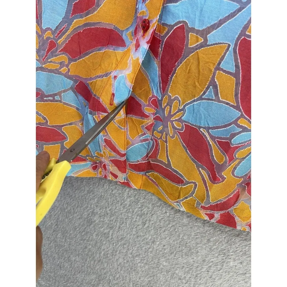 Allison Daley Women's Button Down Shirt Short Sleeve Orange Size 12 Petite - Image 8