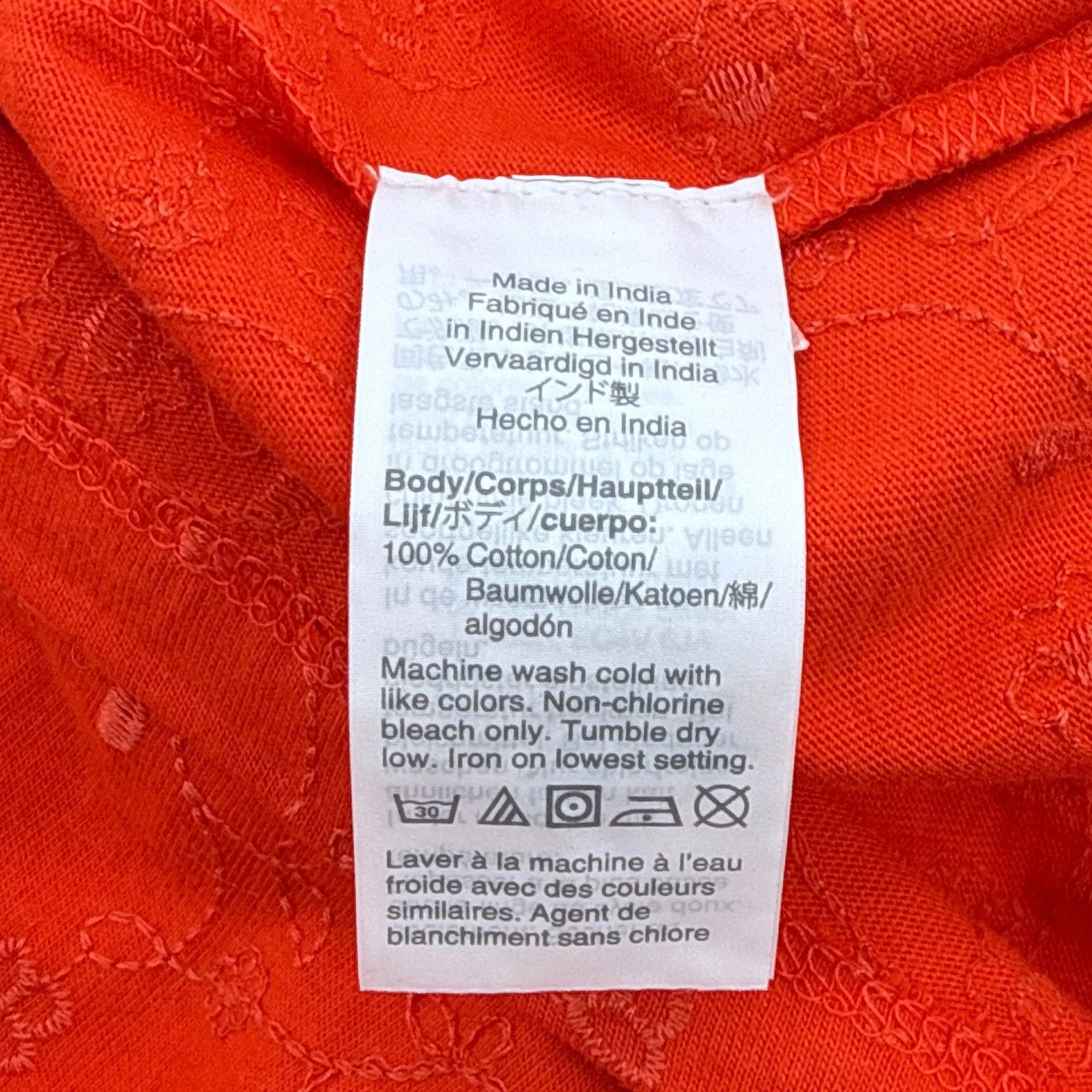 J.Crew Red Embroidered Cotton Tassle Tie Neck 3/4 Sleeve Blouse Top Size Small - Image 9