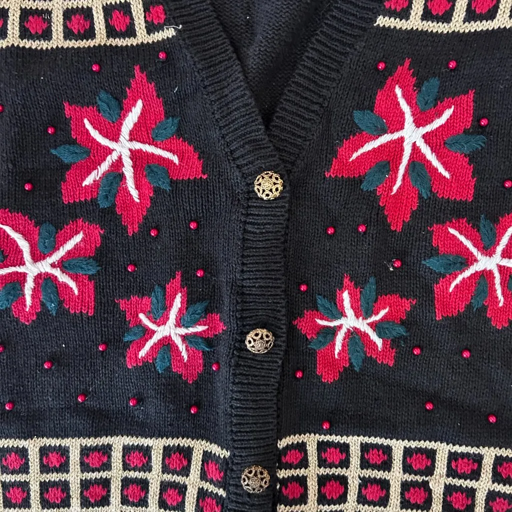 Vintage 90s Leslie Fay The Christmas Sampler Sweater Vest Size Medium Embroidere - Image 3