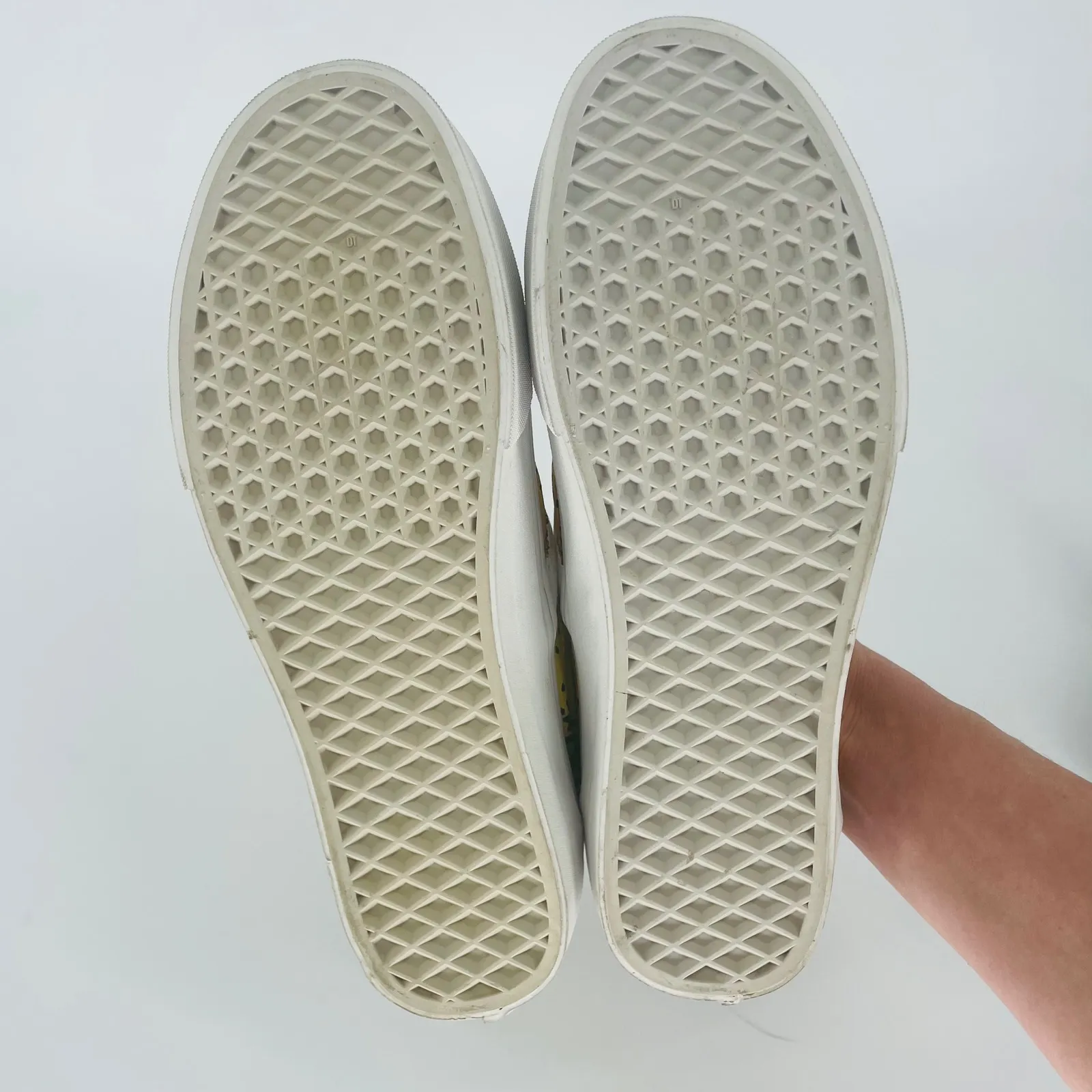 Vans Slip On Custom Painted Shoes Sugar Skull Rose Tattoo Art Yellow Size US 9.5 - Image 8