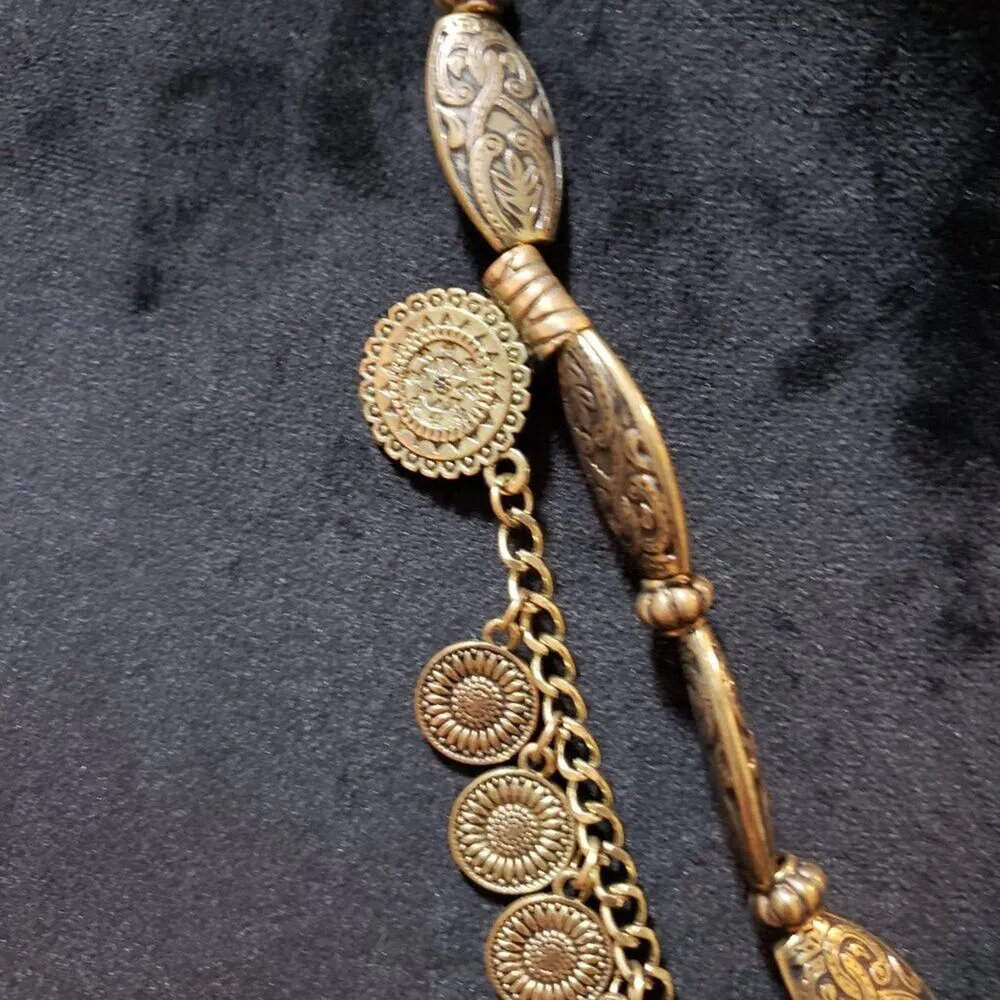 Womens Fashion Gold Tone Faux Coin Charm Pendant Necklace with Lobster Clasp - Image 5