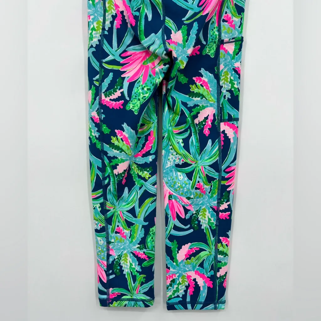 Lilly Pulitzer Weekender High Rise Crop Leggings Macaw Blue Sweet Escape Sz XXS - Image 12