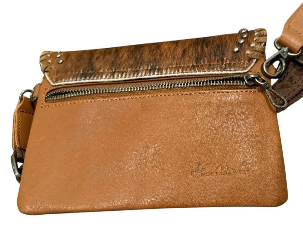 Montana West Genuine Leather adjustable Crossbody hair-on cowhide whipstitch - Image 5