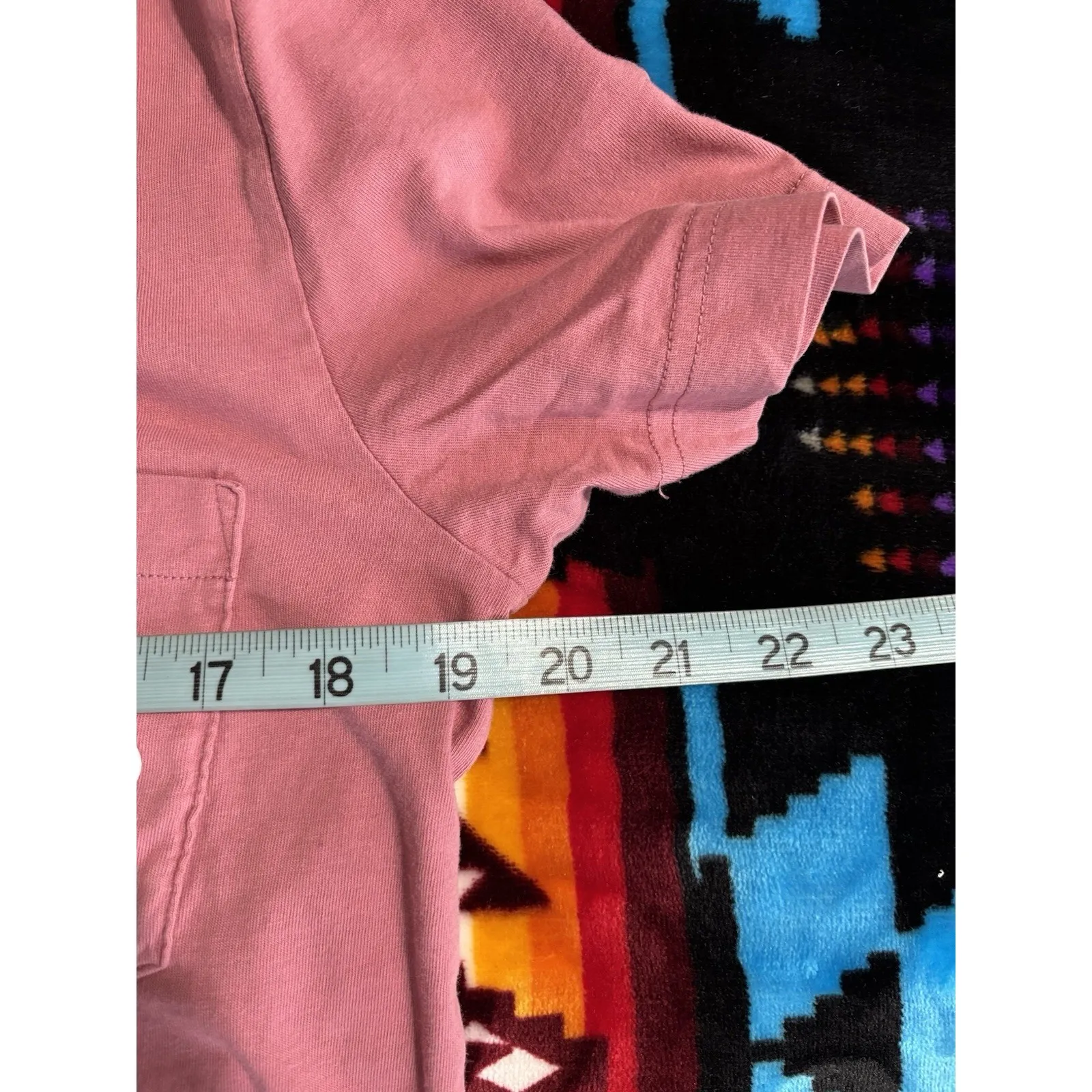 VS PINK Mauve V Neck Short Sleeve Top Size XS Logo Pocket Casual Graphic Back - Image 6