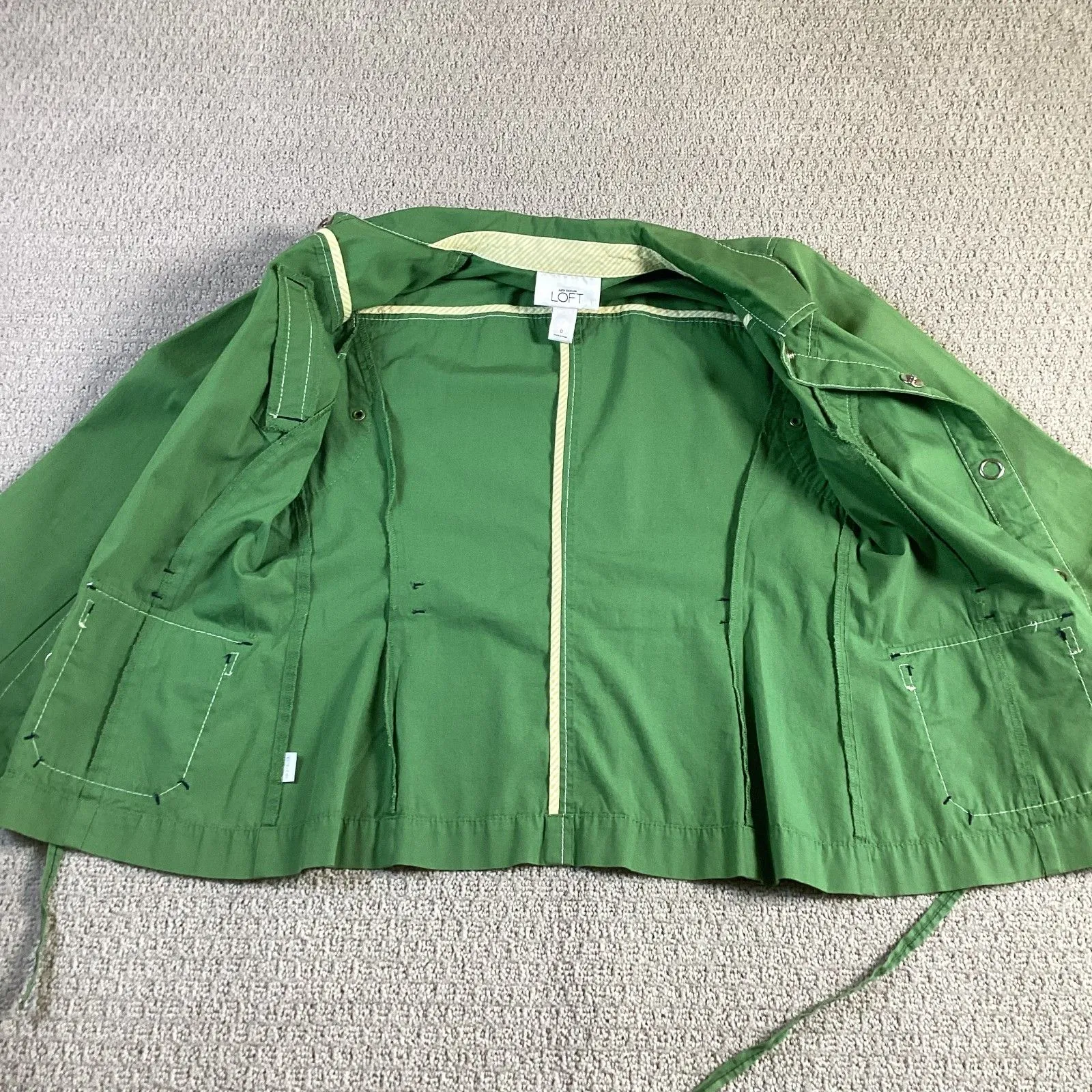 Loft Ann Taylor  Women's Green Utility Jacket Size 0 Button Front Cotton Stretch‎ - Image 6