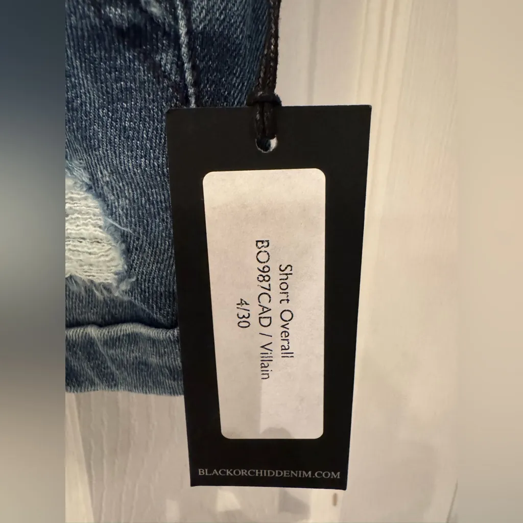 Black Orchid  Overall Shorts Women's Blue Denim Overalls Size Small - Image 5