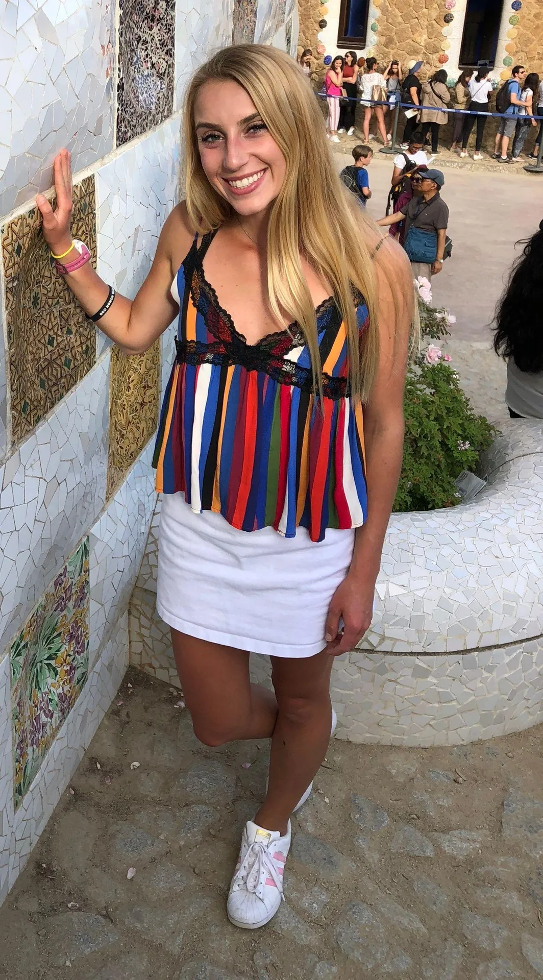 Striped Lace Crop Cami Top - Image 2