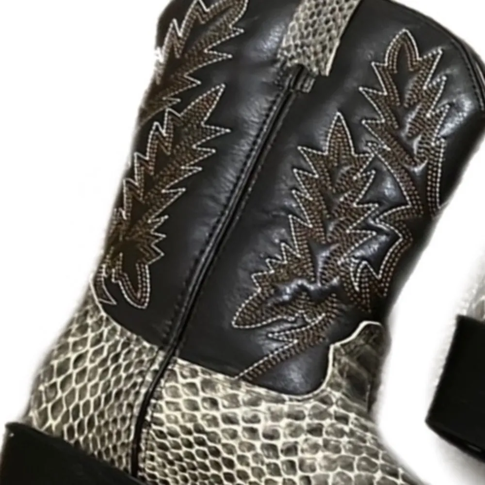 Durango Snakeskin Detailed Cowgirl Boots Short 5.5 Brown NWOB - Image 3