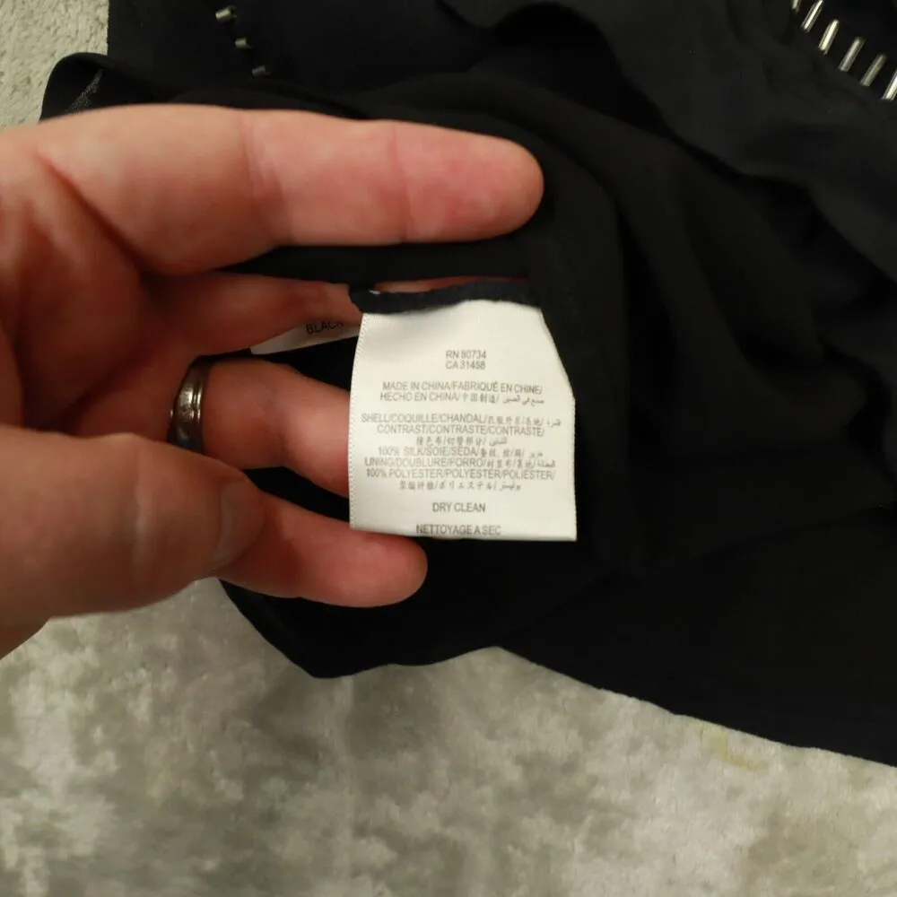 BCBG Max Azria Women's Black Silk Chiffon Ruffle‎ Beaded Mini Skirt size XS NWT - Image 10