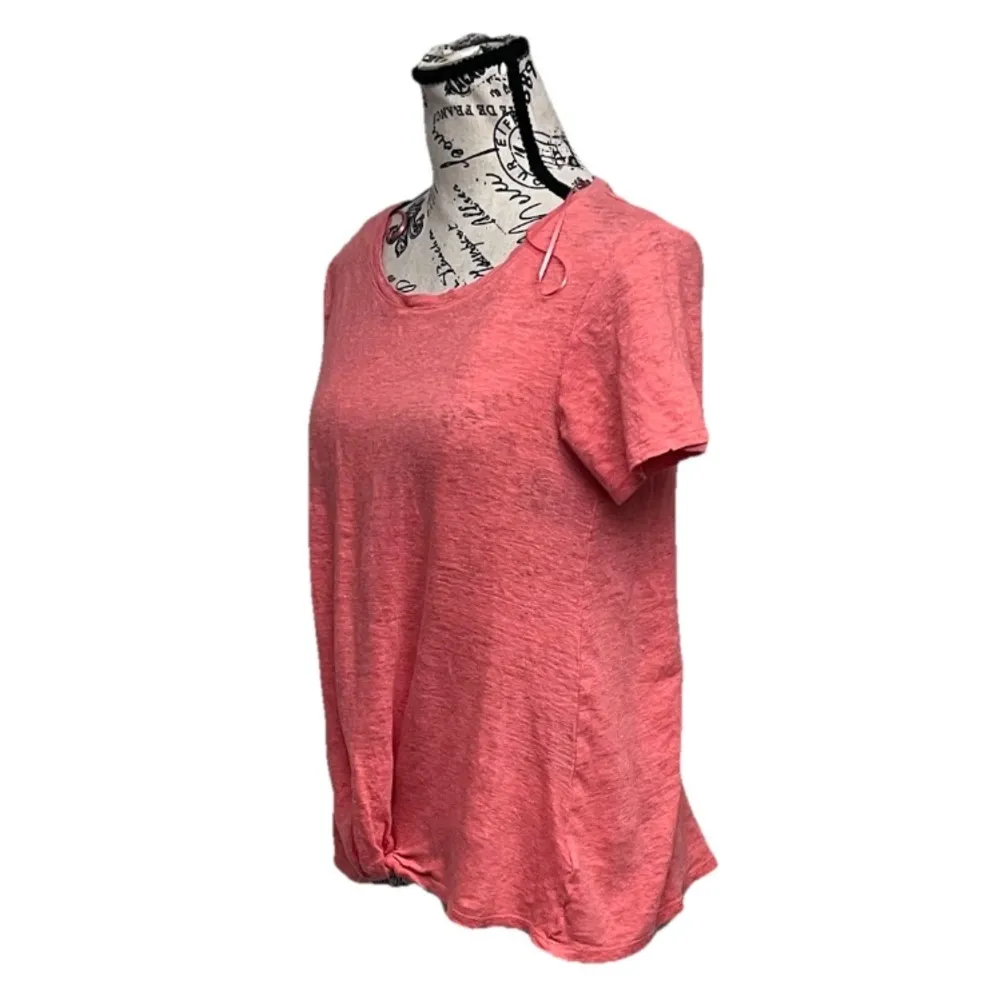 Rachel Roy Coral Linen Side Tie Top M Women’s Coastal Preppy Boho Summer Beach Pink Size M - Image 3